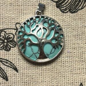 Silver and Turquoise Tree of Life Pendant